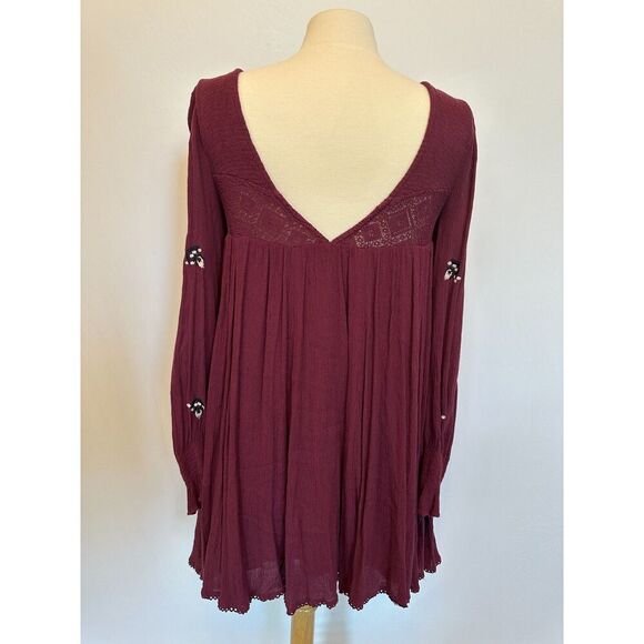 Free People Mohave Plum Embroidered Woven Mini Dress Size Small - Picture 7 of 10